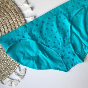 Victoria’s Secret PINK Seamless Bikini Panty Tidal Wave Turquoise Dots XL NEW